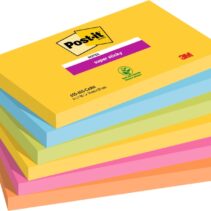 Post-It Super Sticky Pack de 6 Blocs de 90 Notas Adhesivas Reposicionables - Forma Rectangular - Colores Surtidos