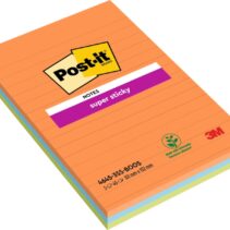 Post-It Super Sticky Pack de 3 Blocs de 45 Notas Adhesivas Reposicionables - Forma Rectangular - 101x152mm - Colores Surtidos
