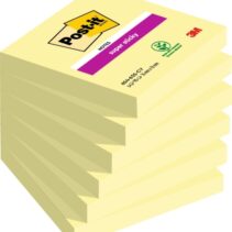 Post-It Super Sticky Pack de 6 Blocs de 90 Notas Adhesivas Reposicionables - Forma Cuadrada - 76x76mm - Color Amarillo Claro