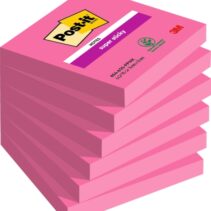 Post-It Super Sticky Pack de 6 Blocs de 90 Notas Adhesivas Reposicionables - Forma Cuadrada - 76x76mm - Color Rosa