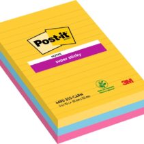 Post-It Super Sticky Pack de 3 Blocs de 90 Notas Adhesivas Reposicionables - Forma Rectangular - 101x152mm - Colores Surtidos