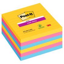 Post-It Super Sticky Pack de 6 Blocs de 90 Notas Adhesivas Reposicionables - Forma Cuadrada - 101x101mm - Colores Surtidos