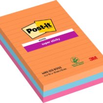 Post-It Super Sticky Pack de 3 Blocs de 90 Notas Adhesivas Reposicionables - Forma Rectangular - 101x101mm - Colores Surtidos