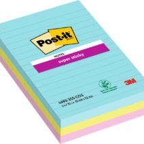 Post-It Super Sticky Pack de 3 Blocs de 90 Notas Adhesivas Reposicionables - Forma Rectangular - 101x152mm - Colores Surtidos