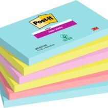 Post-It Super Sticky Pack de 6 Blocs de 90 Notas Adhesivas Reposicionables - Forma Rectangular - Colores Surtidos