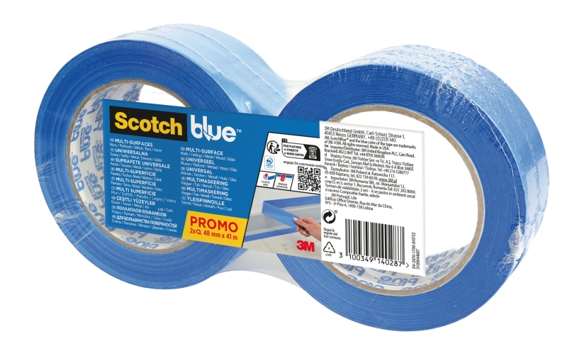 Scotchblue Pack de 2 Cintas de Enmascarar - 48mm x 41m - 100% PEFC - Multisuperficie - Color Azul