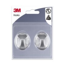 3M Pack de 2 Ganchos Adhesivos Ovalados - Formato M - Soporta hasta 0.6kg - Color Gris Metalizado
