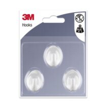 3M Pack de 3 Ganchos Adhesivos Ovalados - Formato S - Soporta hasta 0.3kg - Color Blanco