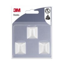 3M Pack de 3 Ganchos Adhesivos Rectangulares - Formato S - Soporta hasta 0.3kg - Color Blanco