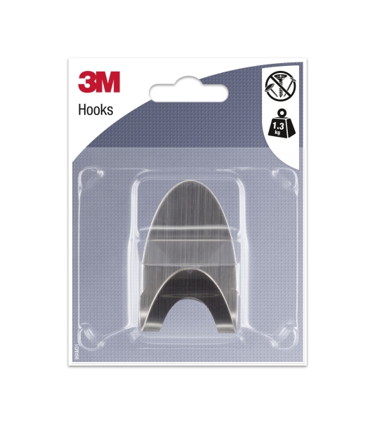 3M Gancho Adhesivo Metalico - Ovalado - Soporta hasta 1.3kg - Color Gris/Titanio