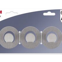 3M Ganchos Adhesivos en Barra Metalica - Barra con 3 Ganchos - Soporta hasta 1.2kg - Color Gris/Titanio