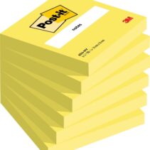 Post-It Pack de 6 Blocs de 100 Notas Adhesivas Reposicionables - Forma Cuadrada - 76x76mm - Color Amarillo Claro