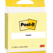 Post-It Bloc de 100 Notas Adhesivas Reposicionables - Forma Cuadrada - 76x76mm - Color Amarillo Claro
