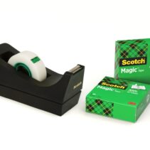 Scotch Dispensador de Cinta Adhesiva - para Cintas de hasta 19mm x 33m - Incluye 3 Cintas Adhesivas Invisible - Color Negro