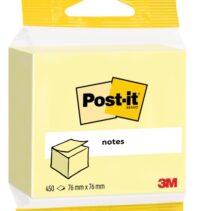 Post-It Cubo de 450 Notas Adhesivas Reposicionables - Forma Cuadrada - 76x76mm - Color Amarillo Claro