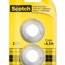 Scotch Pack de 2 Cintas Adhesivas de Doble Cara - Recambio - 12mm x 6.3m - Color Transparente