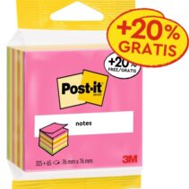 Post-It Cubo de 400 Notas Adhesivas Reposicionables - Forma Cuadrada - 76x76mm - Colores Surtidos