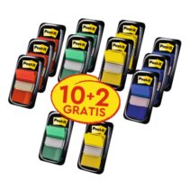 Post-It Index Pack de 12 Dispensadores con 50 Marcadores de Indice Reposicionables - Forma Rectangular - Colores Surtidos