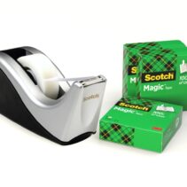 Scotch Magic Dispensador de Cinta Adhesiva - para Cintas de hasta 19mm x 33m - Incluye 4 Cintas Adhesivas - Color Negro/Gris