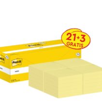 Post-It Pack de 24 Blocs de 100 Notas Adhesivas Reposicionables - Forma Cuadrada - 76x76mm - Color Amarillo Claro