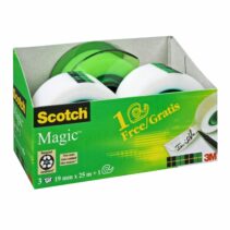 Scotch Magic Pack de 3 Cintas Adhesivas Invisible - 19mm x 25m - Dispensador Gratis - Color Transparente