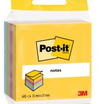 Post-It Cubo de 400 Notas Adhesivas Reposicionables - Forma Cuadrada - 51x51mm - Colores Surtidos