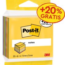 Post-It Cubo de 390 Notas Adhesivas Reposicionables - Forma Cuadrada - 76x76mm - Colores Surtidos