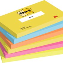 Post-It Pack de 6 Blocs de 100 Notas Adhesivas Reposicionables - Forma Rectangular - 76x127mm - Colores Surtidos