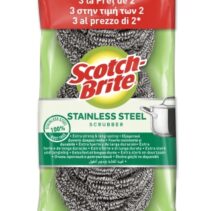 Scotch-Brite Pack de 3 Estropajos de Acero Inoxidable - Promocion 2 + 1 Gratis - Color Gris Metalizado