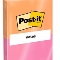 Post-It Pack de 2 Blocs de 75 Notas Adhesivas Reposicionables - Forma Rectangular - 76x63.5mm - Colores Surtidos
