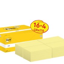 Post-It Pack de 20 Blocs de 100 Notas Adhesivas Reposicionables - Forma Rectangular - 76x127mm - Color Amarillo Claro