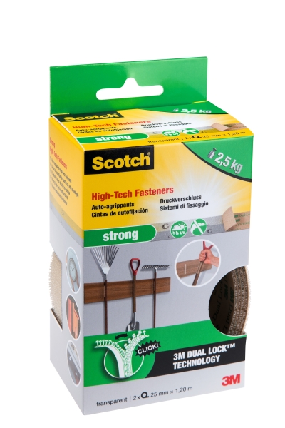 Scotch Pack de 2 Tiras de Sujecion Fuerte - 25mm x 1.2m - Color Transparente