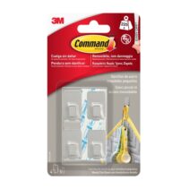 Command Pack de 4 Ganchos Compactos - Acero Inoxidable - 5 Tiras Adhesivas - Soporta hasta 225G - Talla S - Color Transparente