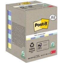 Post-It Pack de 10 Blocs de 100 Notas Adhesivas Recicladas - Forma Cuadrada - 76x76mm - Colores Surtidos