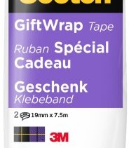 Scotch Giftwrap Pack de 2 Cintas Adhesivas Satinada - 19mm x 7.5m - Especial para Envolver Regalos - Color Transparente