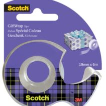 Scotch Giftwrap Cinta Adhesiva Satinada - 19mm x 6m - Especial para Envolver Regalos - Incluye Dispensador - Color Transparente