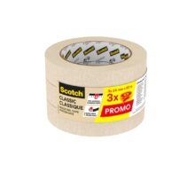 Scotch Classic Pack de 3 Cintas de Enmascarar - 24mm x 50m - Color Blanco