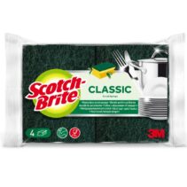 Scotch-Brite Classic Pack de 4 Estropajos de Cocina - Proteccion para los Dedos - Color Verde Oscuro