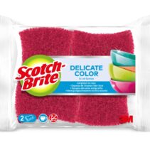 Scotch-Brite Delicate Color Pack de 2 Estropajos de Cocina - Proteccion para los Dedos - No Raya - Color Rojo