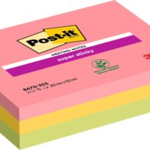 Post-It Super Sticky Pack de 3 Blocs de 70 Notas para Reuniones Adhesivas Reposicionables - 203x153mm - Colores Surtidos