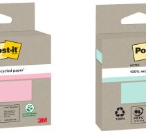 Post-It Bloc de 100 Notas Adhesivas Recicladas - Forma Cuadrada - Colores Surtidos