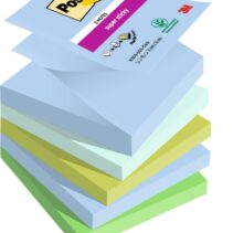 Post-It Super Sticky Pack de 5 Blocs de 90 Notas Adhesivas Reposicionables - Forma Cuadrada - 76x76mm - en Zig-Zag - Colores Surtidos