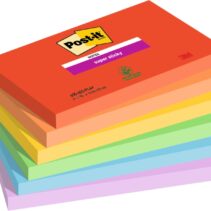 Post-It Super Sticky Pack de 6 Blocs de 90 Notas Adhesivas Reposicionables - Forma Rectangular - 127x76mm - Colores Surtidos