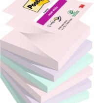 Post-It Super Sticky Pack de 6 Blocs de 90 Notas Adhesivas Reposicionables - Forma Cuadrada - 76x76mm - en Zig-Zag - Colores Surtidos