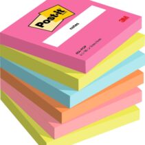 Post-It Pack de 6 Blocs de 100 Notas Adhesivas Reposicionables - Forma Cuadrada - 76x76mm - Colores Surtidos