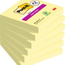 Post-It Super Sticky Pack de 6 Blocs de 90 Notas Adhesivas Reposicionables - 76x76mm - Promocion 4 Blocs + 2 Gratis - Color Amarillo Claro
