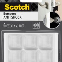 Scotch Pack de 6 Almohadillas Adhesivas Antichoque para Paredes - 21x21mm - Color Transparente