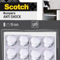 Scotch Pack de 8 Topes Adhesivos para Muebles - Antichoque - Diametro de 19mm - Color Transparente