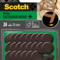 Scotch Pack de 24 Patines Deslizantes con Clavo - Diametro de 19mm - Uso en Exterior - Color Marron