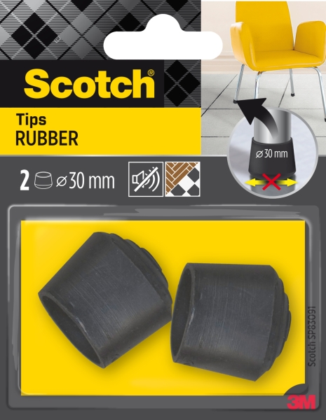 Scotch Pack de 2 Conteras de Goma - Diametro de 30mm - Color Negro